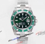 SWISS Grade Replica Rolex Hulk Submariner Green Diamond-set Bezel 904L Iced Out Watch
